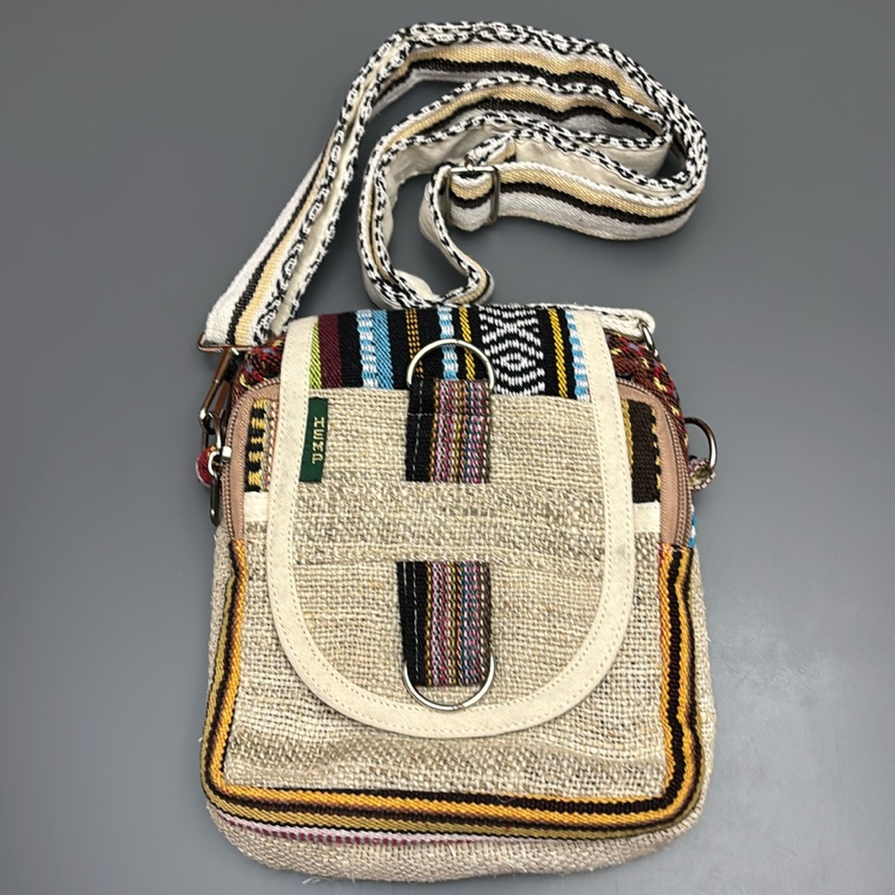 Hemp Crossbody Pouch Bag Fanny Pack Boho Hippie Festival Ethnic Made in Nepal